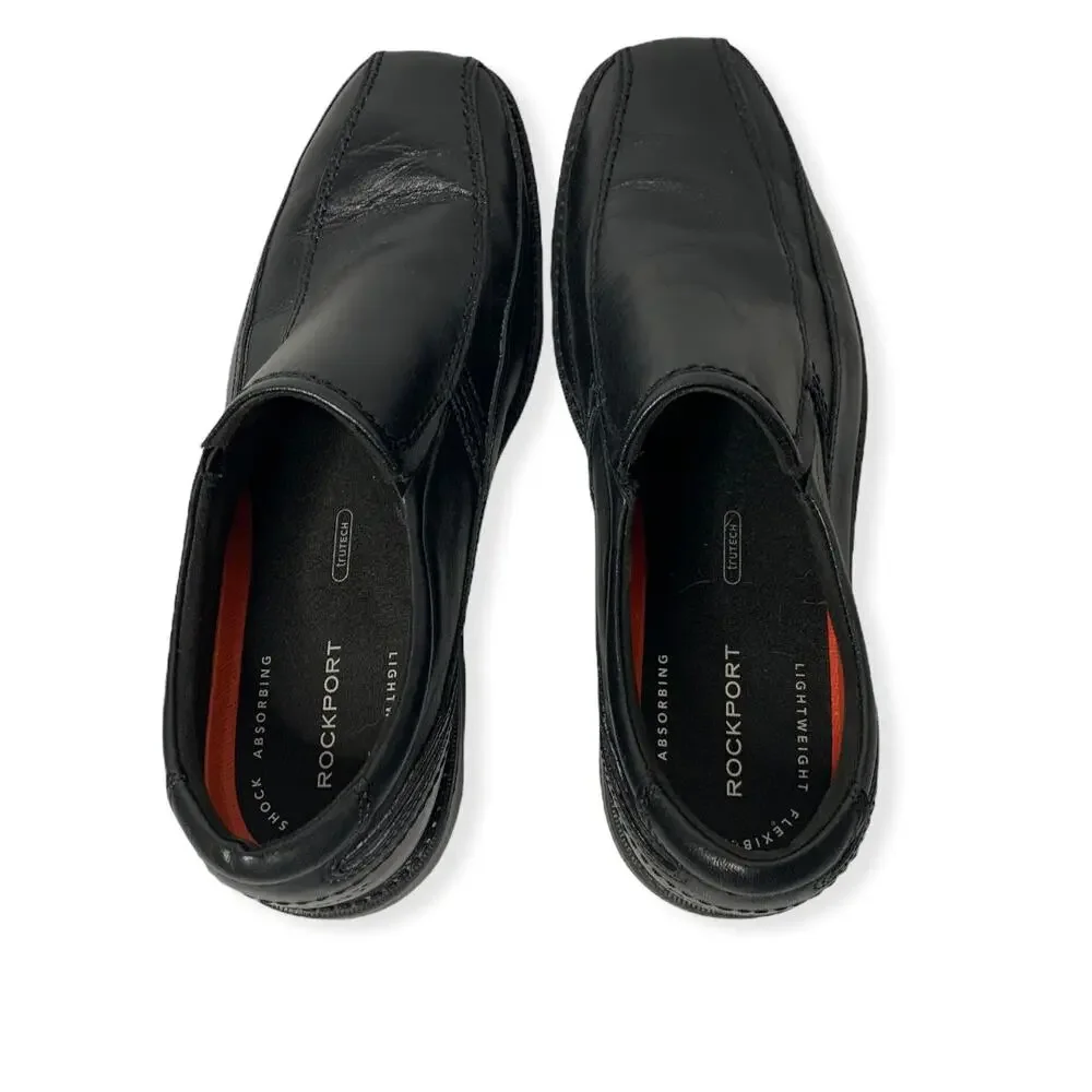 Rockport Lightweight Trutech Black Leather slip on loafer Bike Toe 8